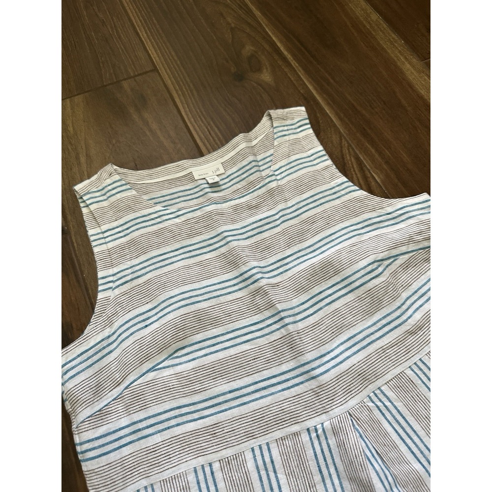J.Jill Love Linen Striped Shift Dress Womens Size M Coastal Cottagecore Resort